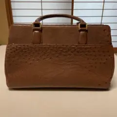 GENUINE OSTRICH SKIN ハンドバッグ　ブラウン