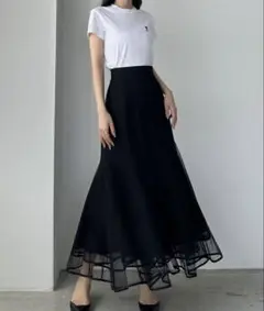 裾パイピングチュールマーメイドスカート