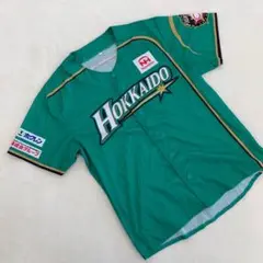 北海道日本ハムファイターズ 緑 野球シャツ 半袖 Fサイズ スポンサー