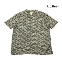 L.L.Bean オープンカラー 半袖シャツ 胸ポケット カモフラージュ M