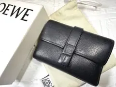 【極美品】ロエベ ブラック 三つ折り財布 付属品完備バーティカルウォレット 財布