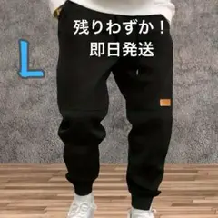 L 黒 ブラック 裏起毛 ジョガーパンツ スエット 厚手 極暖 メンズ 新品
