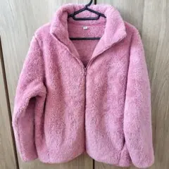 美品 ユニクロ L フリースジャケットハイネック ピンク系 タグ記入あり