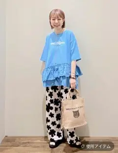 ニコアンド　布帛コンビフリルロックTシャツ　今季　nico and … M