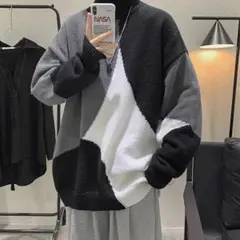 【NEW☆】新品　メンズ　ストリート　モード　ニット　マーブル　秋冬　トップス