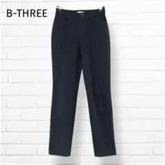 B-THREE ストレートパンツ 裏起毛 レーヨン混 ダークブラウン 28
