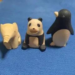 T-Lab ぽれぽれ動物　木製動物置物セット（象・パンダ・ペンギン）