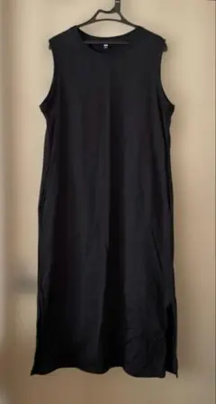 ユニクロ マーセライズコットンスリットロングワンピース ノースリーブ M