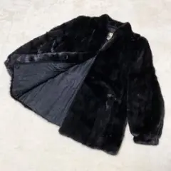 希少 CATHAY FUR CO 毛皮コート ショート ミンク 黒 裏地刺繍