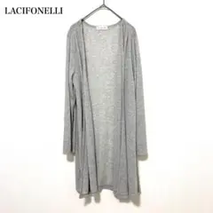 ラシフォネリ ロングカーディガン グレー フェミニン 大人カジュアル 薄手