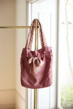【美品】✨MISTRESS✨モノグラム　リボン付きトートバッグ ピンク