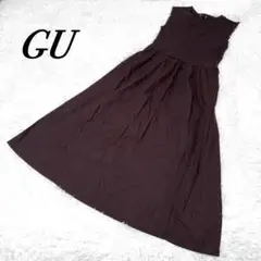 【GU ジーユー】布帛コンビネーションワンピース♡ノースリーブ♡ダークブラウン