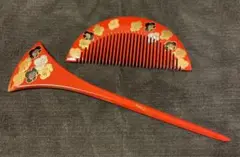 京ぎをん かづら清老舗 創作本漆塗り純金蒔絵 梅文様 櫛かんざし 櫛 簪