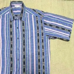 【ミンサー柄　メンズかりゆしウェア】 半袖　夏用