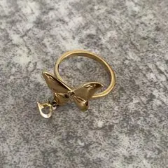 DIOR クリスチャンディオール　リング　指輪　蝶　リボン　ゴールド