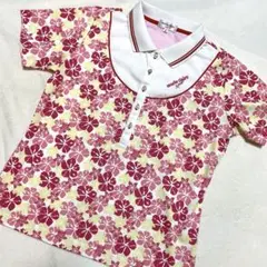 【美品】marie claire マリクレール　花柄ポロシャツ 半袖 サイズL
