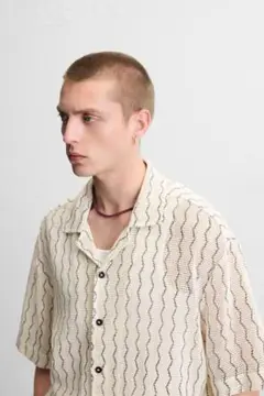 【新品未使用】ZARA オープンワーク構造シャツ M