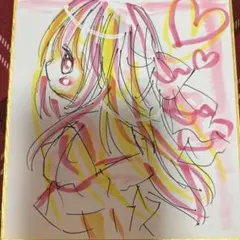 新作。手描きイラスト。小色紙。女の子
