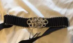 金具 黒ベルト アンティークゴム製 古着 ビンテージ風