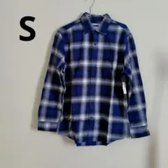 ✪メンズ シャツ フランネルシャツ 長袖 ブルー系 Sサイズ