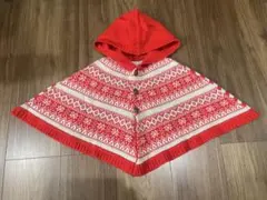 コムサイズム【COMME CA ISM】アウター　ポンチョ　クリスマス　赤　結晶
