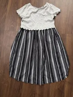 授乳服 Mサイズ グレー ストライプ