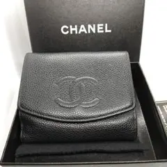 CHANEL 折財布ココマークキャビアスキン