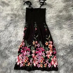 美品✨【HAWAII】ハイビスカスコレクション 花柄キャミワンピース ボタニカル