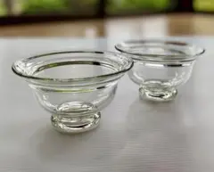 【未使用品】 舩木倭帆吹きガラス　輪花高台鉢 未使用品】 舩木倭帆吹きガラス 輪花高台鉢
