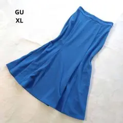 GU カットソー マーメイド ロングスカート 伸縮性○ 水色 XL