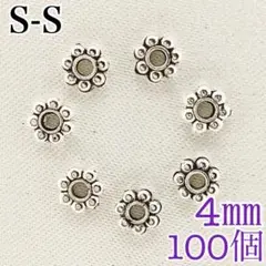 【9276】花形スペーサー　シルバー　4ｍｍ　100個