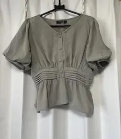 hudson honey M グレー ペプラムブラウス