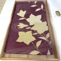 着物ー夏帯47【六通柄袋帯】流水桔梗文　赤紫色 金色 花柄 【一回使用】【正絹】