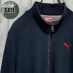 【※人気】PUMA プーマ★ワンポイント刺繍ロゴ ジップスウェット 黒 L相当