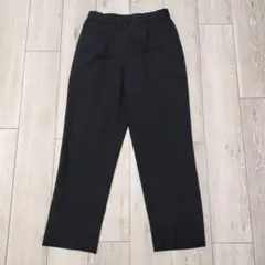 美品☆ユニクロ タックワイドパンツ☆ウールライク厚手S ネイビー