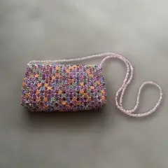 カラフルビーズ花柄ショルダーバッグ