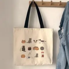 セール！　トートバッグ 帆布 レディース 大きめ a4 ファスナー付き 猫
