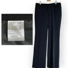 美品 ストライプ柄 黒スラックス パンツ W70 H93 オフィスカジュアル