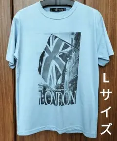 中古L《defective》ロンドン ユニオンジャック メンズ Tシャツ ブルー