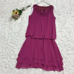 Rue de B リューデベー　フリル付き　ノースリーブワンピース　ピンク　M
