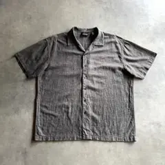 90s USA label リネン オープンカラーシャツ ワイド 短丈 ボックス