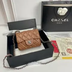 CHANEL ブラウン キルティング ショルダーバッグ