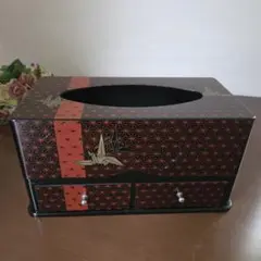 ☆昭和レトロ 折り鶴デザイン 引き出し付きティッシュボックス 美品☆
