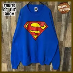 スーパーマン ブルー 2XL アメコミ トレーナー USA古着 長袖 スウェット