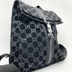 美品・希少✨グッチ ミニリュックサック ジャッキー GG柄 スエード ロゴ金具
