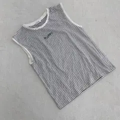 LOWRYS FARM ボーダー ノースリーブ タンクトップ M 刺繍入り
