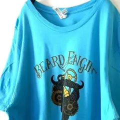 キャンバス BEARD エンジン Tシャツ XL ライトブルー 水色 古着