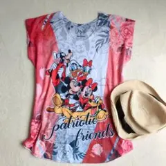 ミッキーフレンズ ✨ ディズニーTシャツ リゾート ノースリーブ カラフル L