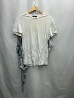 $ MC アシンメトリック クルーネックTシャツ ホワイト　ブルー