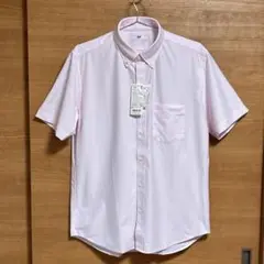 新品ユニクロ/UNIQLO ドライイージーケアボタンダウン半袖シャツ L ピンク